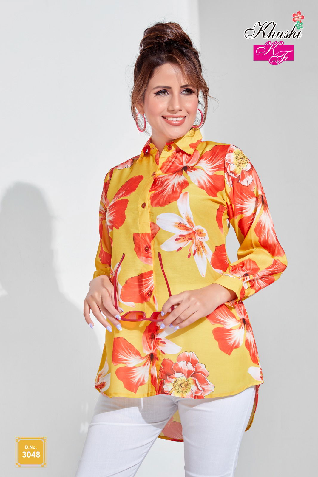 Designer Printed Office Wear Ladies Shirt Catalog
